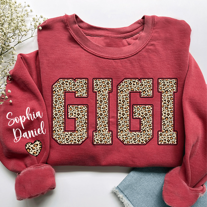 Leopard Gigi Custom Mimi Mama Nana Grandma and Grankids Sweatshirt