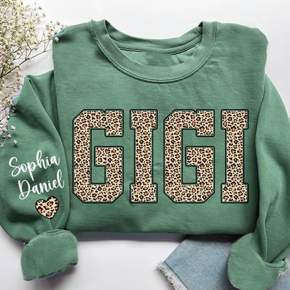 Leopard Gigi Custom Mimi Mama Nana Grandma and Grankids Sweatshirt