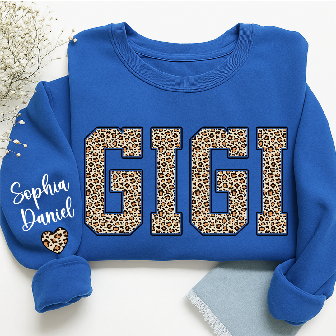 Leopard Gigi Custom Mimi Mama Nana Grandma and Grankids Sweatshirt