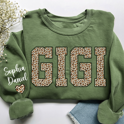 Leopard Gigi Custom Mimi Mama Nana Grandma and Grankids Sweatshirt
