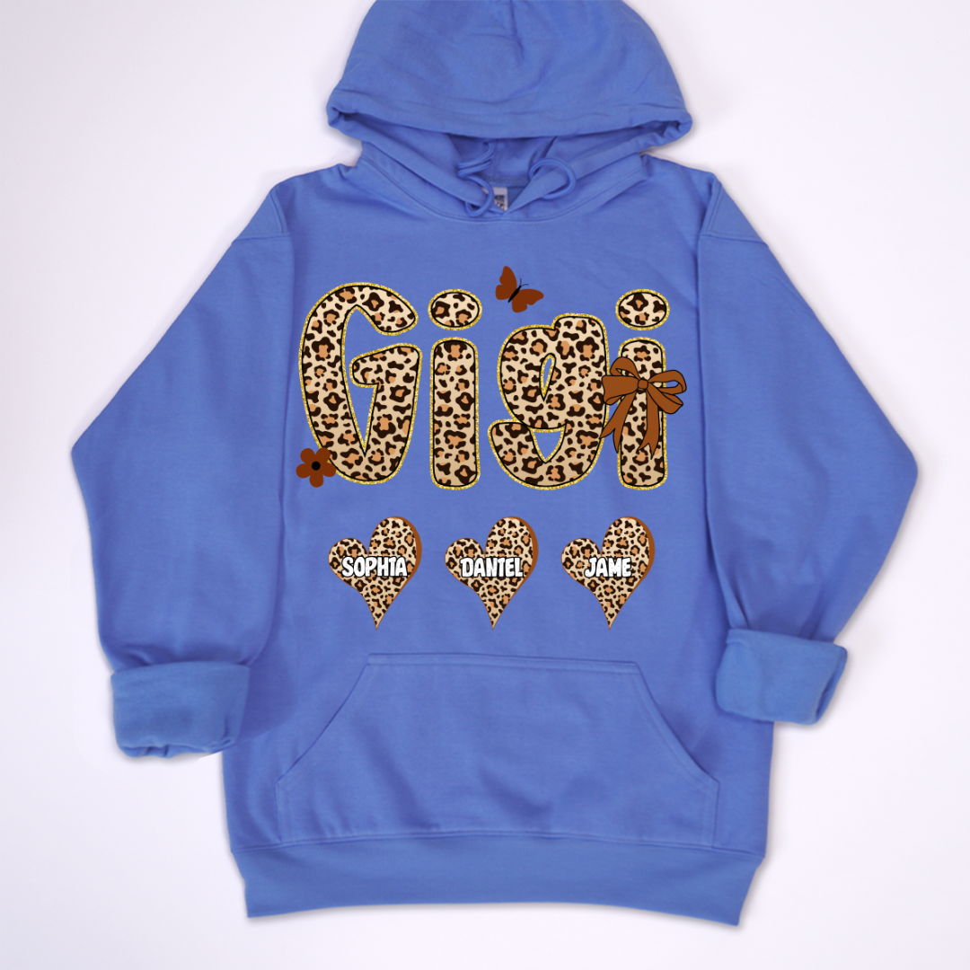 Leopard Heart Gigi Custom Grandma and Grandkids Shirt