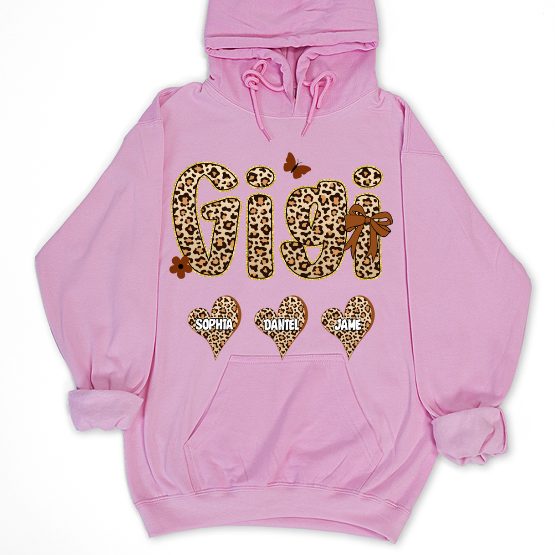Leopard Heart Gigi Custom Grandma and Grandkids Shirt