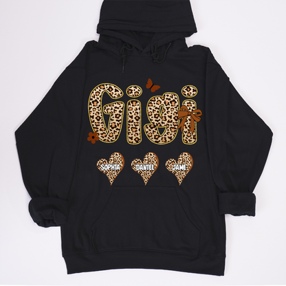 Leopard Heart Gigi Custom Grandma and Grandkids Shirt