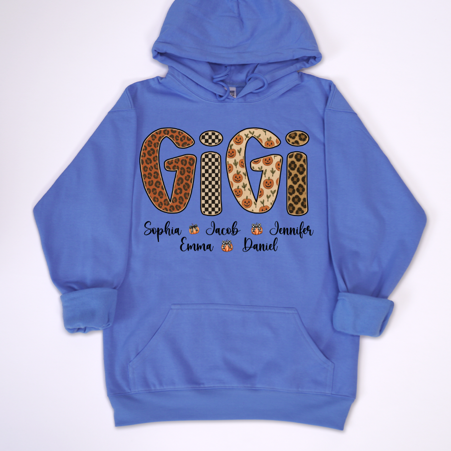 Leopard Pumpkin Mimi Custom Grandma and Grankids Name Shirt