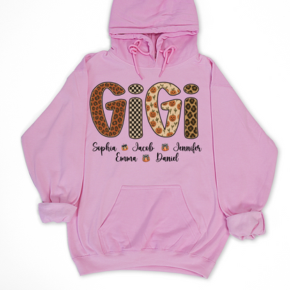 Leopard Pumpkin Mimi Custom Grandma and Grankids Name Shirt