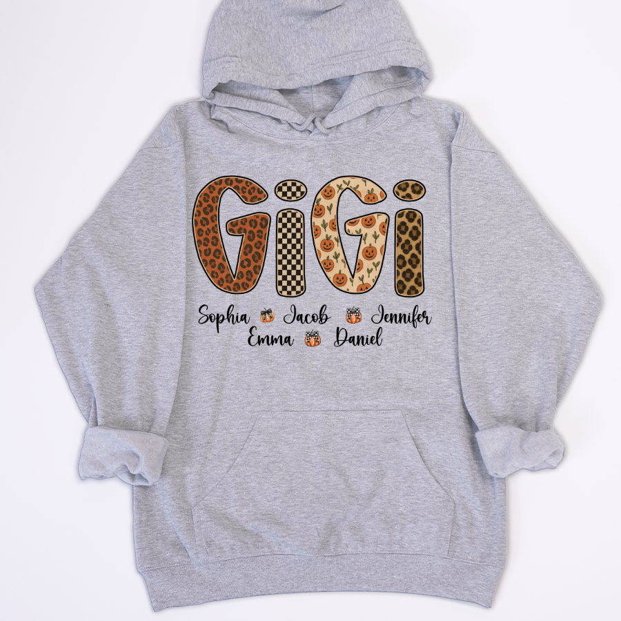 Leopard Pumpkin Mimi Custom Grandma and Grankids Name Shirt
