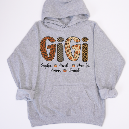 Leopard Pumpkin Mimi Custom Grandma and Grankids Name Shirt