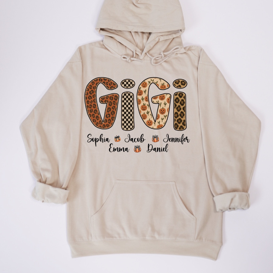 Leopard Pumpkin Mimi Custom Grandma and Grankids Name Shirt