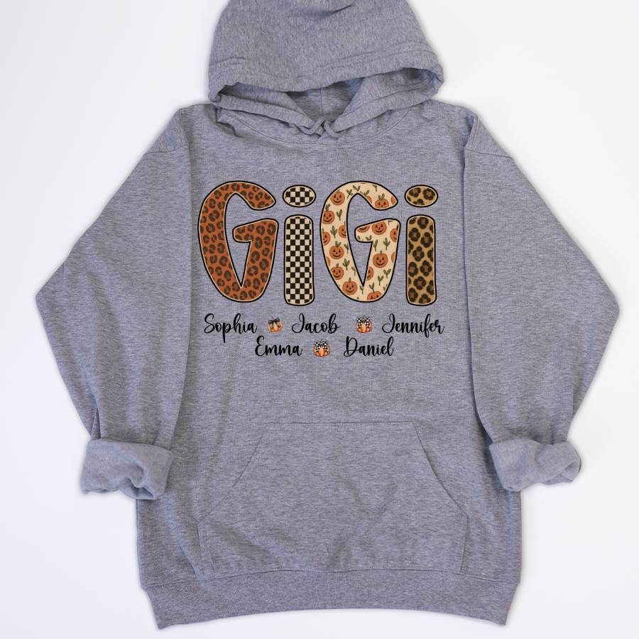 Leopard Pumpkin Mimi Custom Grandma and Grankids Name Shirt