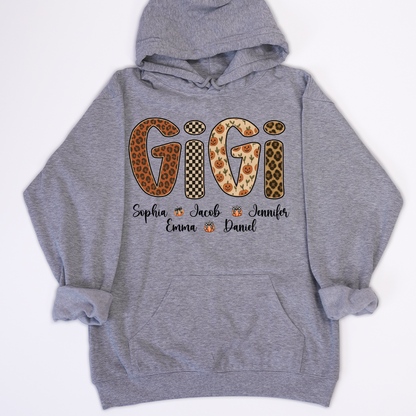 Leopard Pumpkin Mimi Custom Grandma and Grankids Name Shirt