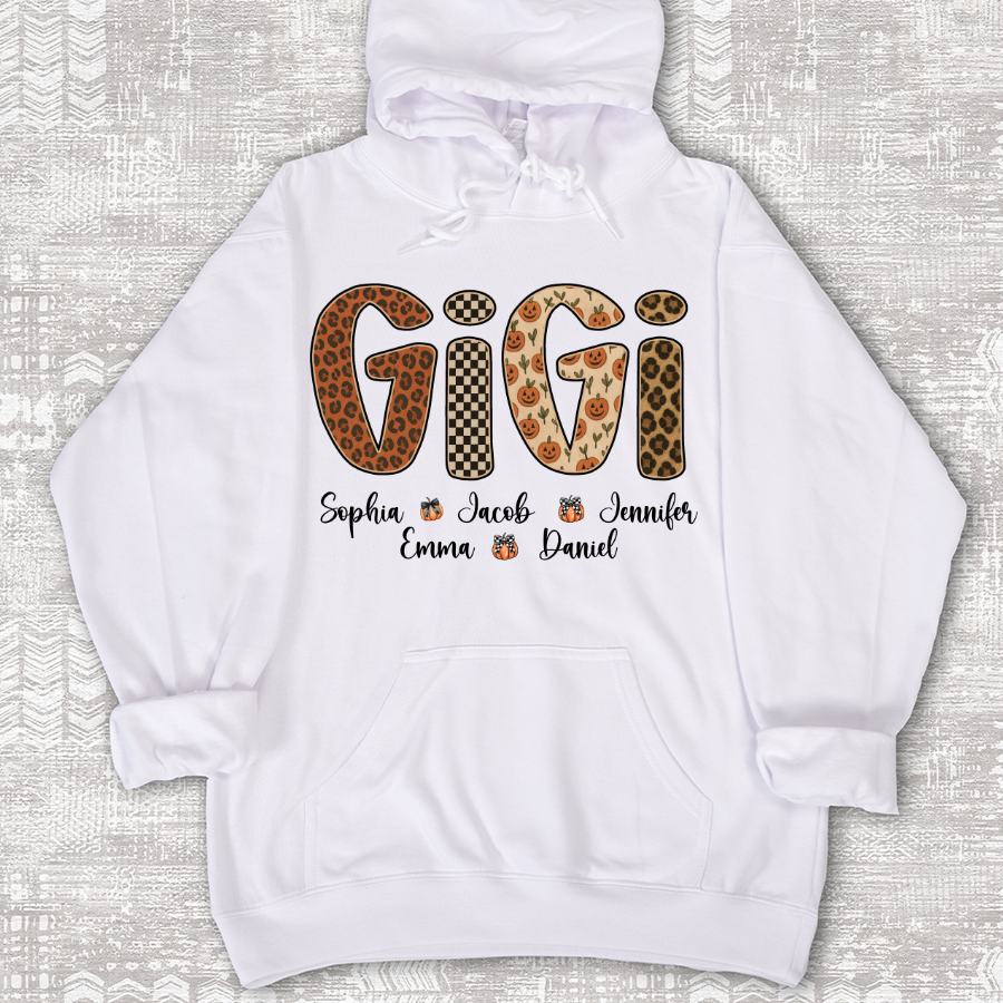 Leopard Pumpkin Mimi Custom Grandma and Grankids Name Shirt