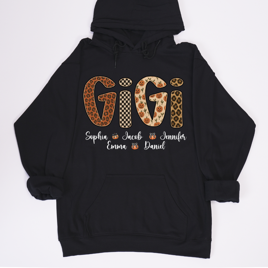 Leopard Pumpkin Mimi Custom Grandma and Grankids Name Shirt