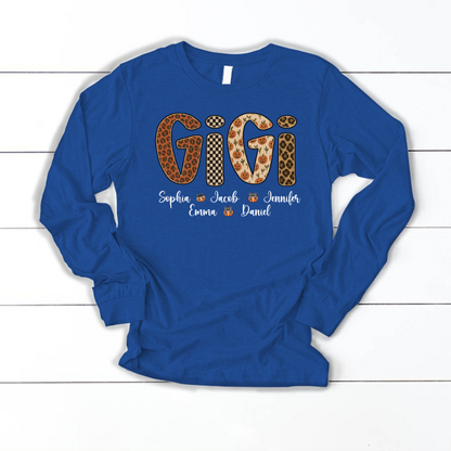 Leopard Pumpkin Mimi Custom Grandma and Grankids Name Shirt