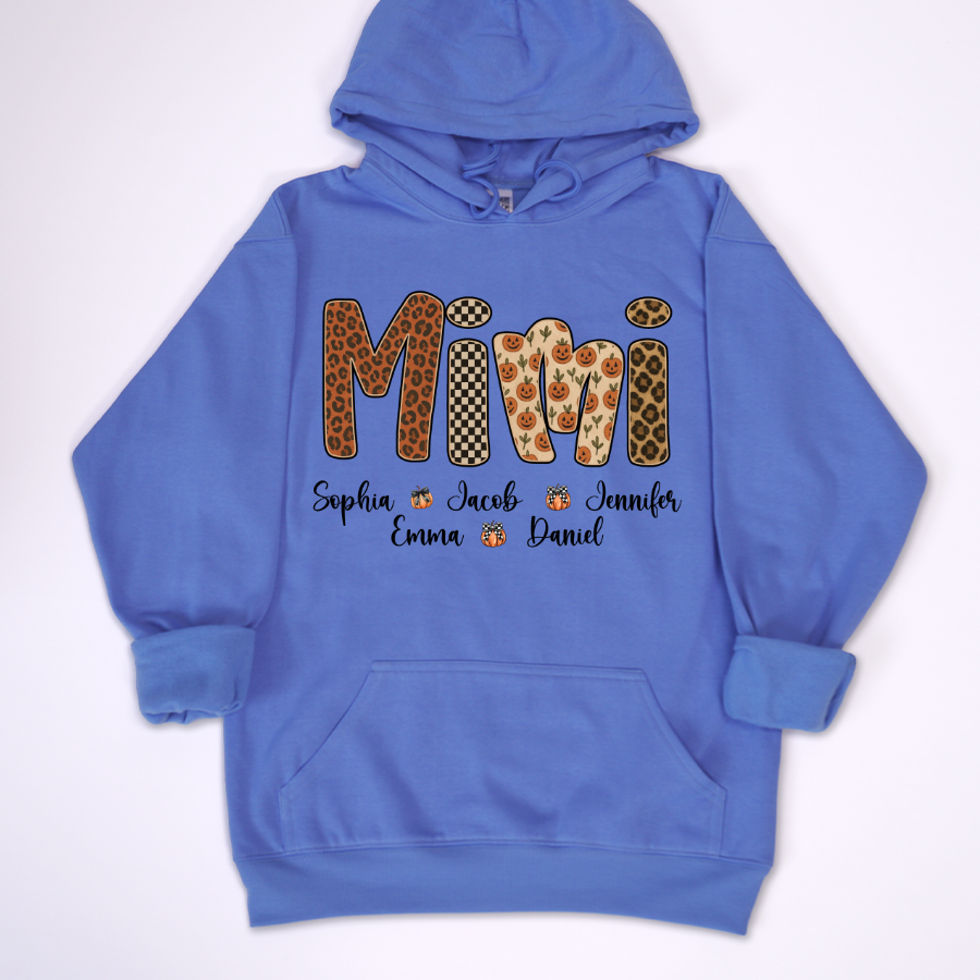 Leopard Pumpkin Mimi Custom Grandma and Grankids Name Shirt