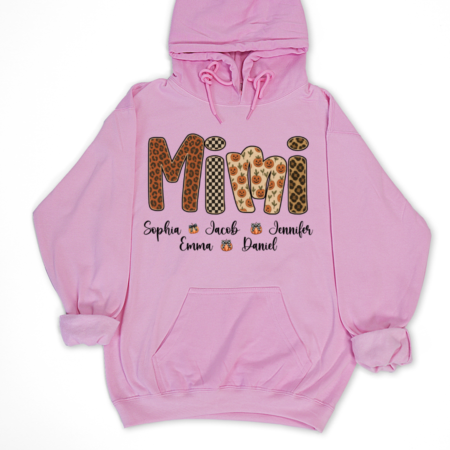 Leopard Pumpkin Mimi Custom Grandma and Grankids Name Shirt
