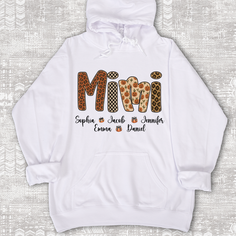 Leopard Pumpkin Mimi Custom Grandma and Grankids Name Shirt