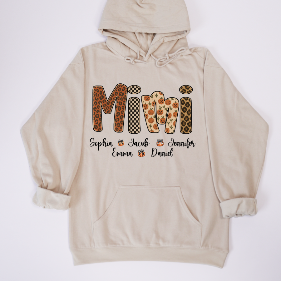 Leopard Pumpkin Mimi Custom Grandma and Grankids Name Shirt