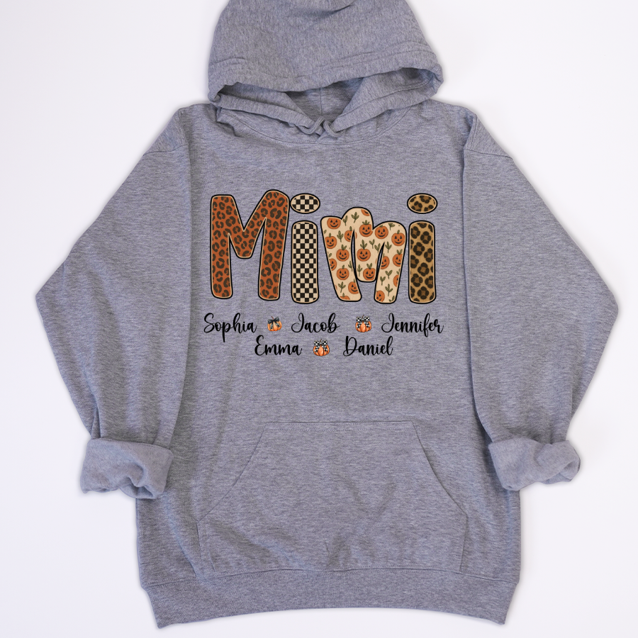 Leopard Pumpkin Mimi Custom Grandma and Grankids Name Shirt