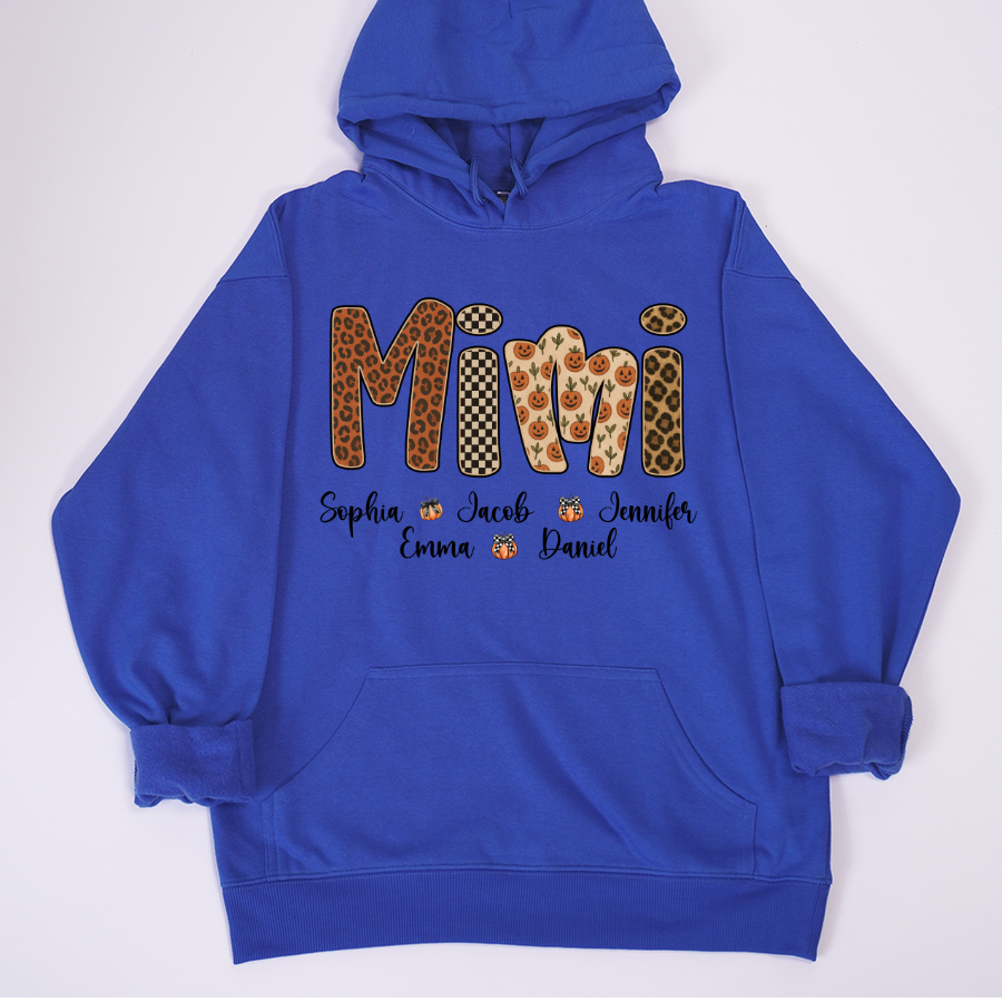 Leopard Pumpkin Mimi Custom Grandma and Grankids Name Shirt