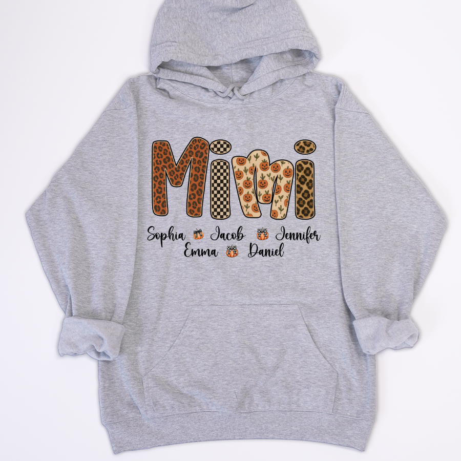 Leopard Pumpkin Mimi Custom Grandma and Grankids Name Shirt