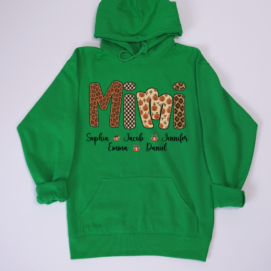 Leopard Pumpkin Mimi Custom Grandma and Grankids Name Shirt
