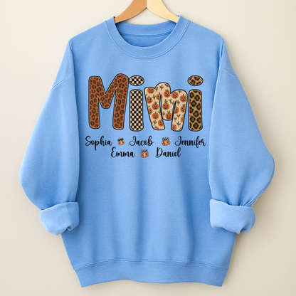 Leopard Pumpkin Mimi Custom Grandma and Grankids Name Shirt