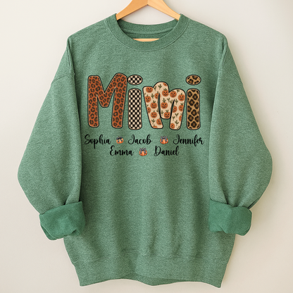 Leopard Pumpkin Mimi Custom Grandma and Grankids Name Shirt