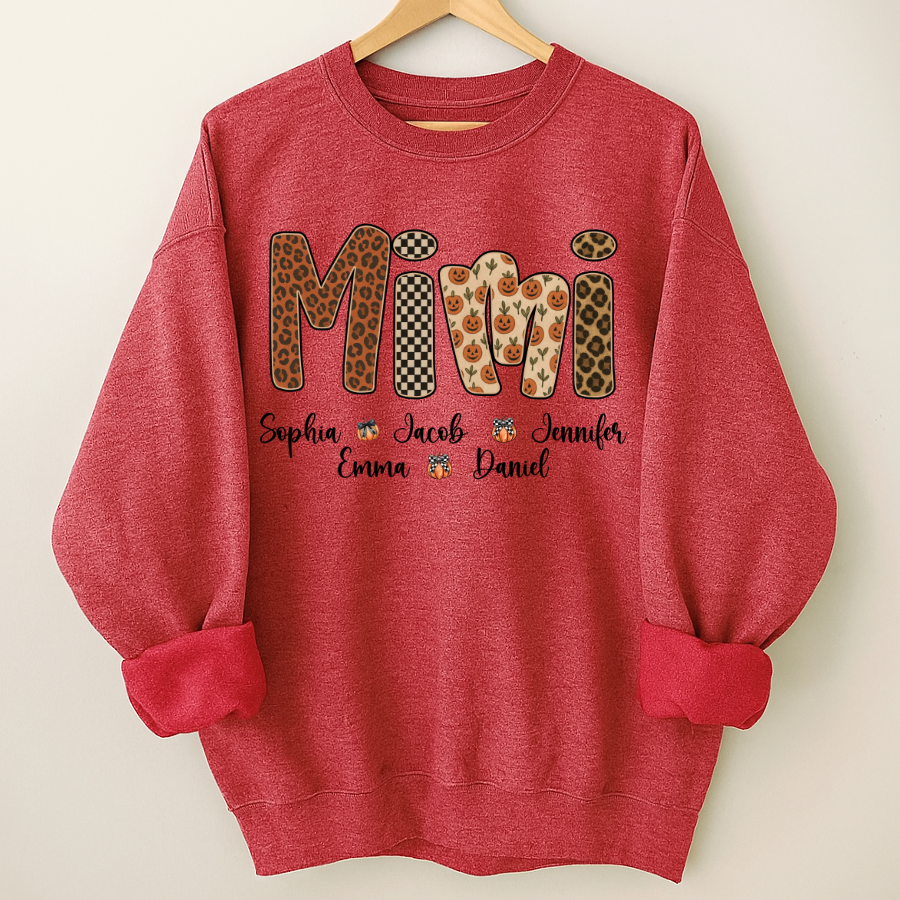 Leopard Pumpkin Mimi Custom Grandma and Grankids Name Shirt
