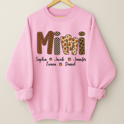 Leopard Pumpkin Mimi Custom Grandma and Grankids Name Shirt