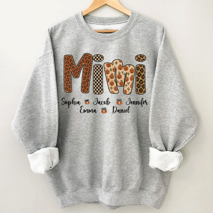 Leopard Pumpkin Mimi Custom Grandma and Grankids Name Shirt