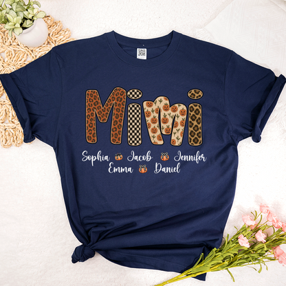Leopard Pumpkin Mimi Custom Grandma and Grankids Name Shirt