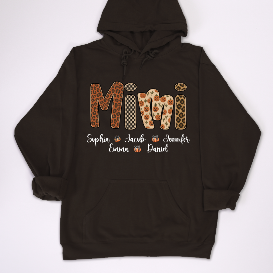 Leopard Pumpkin Mimi Custom Grandma and Grankids Name Shirt