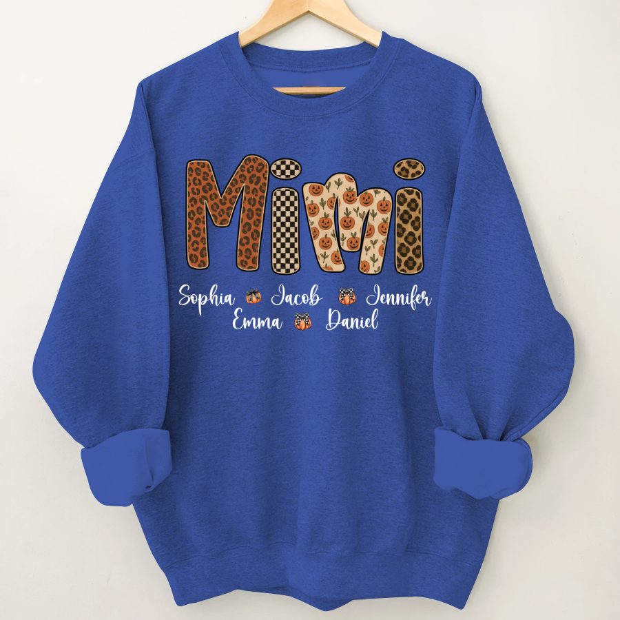 Leopard Pumpkin Mimi Custom Grandma and Grankids Name Shirt
