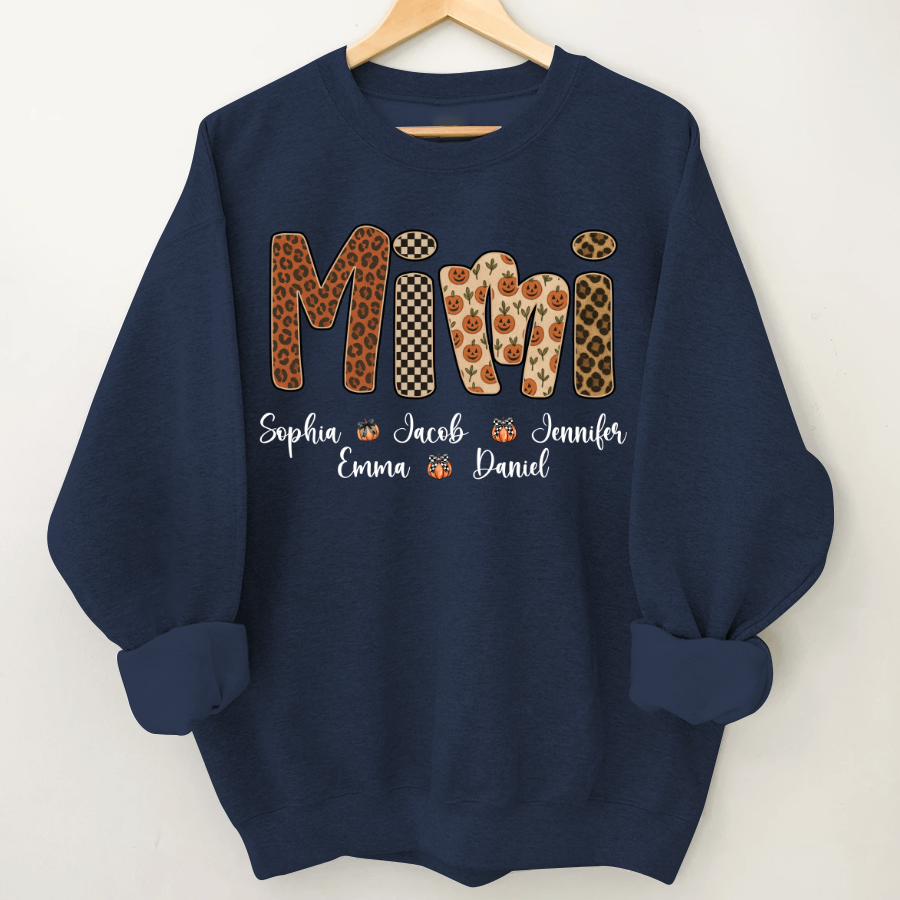 Leopard Pumpkin Mimi Custom Grandma and Grankids Name Shirt