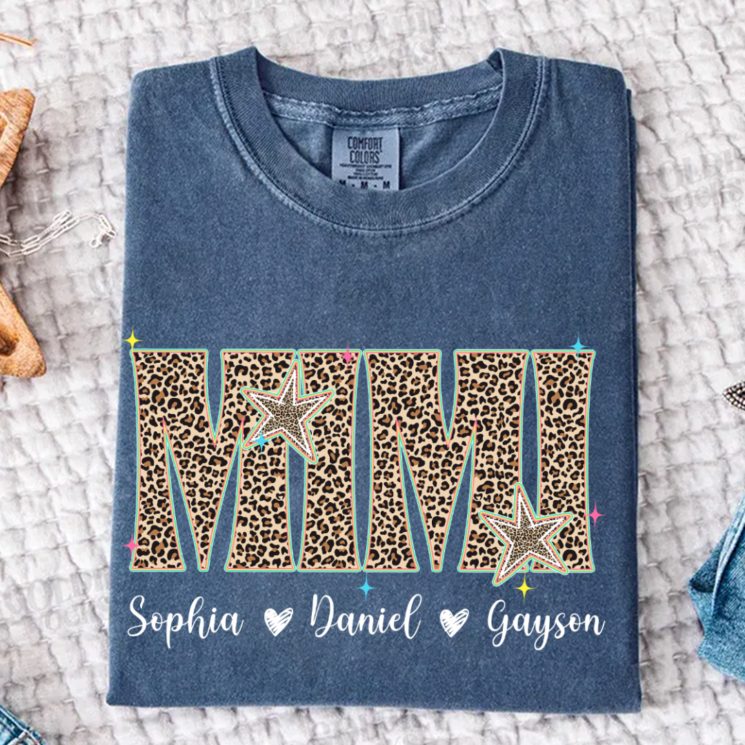 Comfort Colors® T-shirt Leopard Salty Mimi, Trendy Summer Mimi and Grandkids