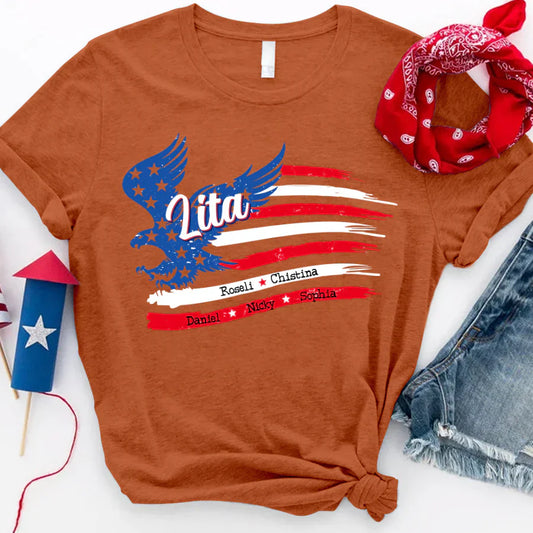 Lita With Grandkids Names 4th Of July CTL94 T-Shirt