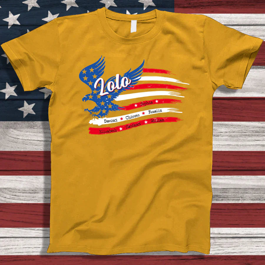 Lolo With Grandkids Names 4th Of July CTL94 T-Shirt