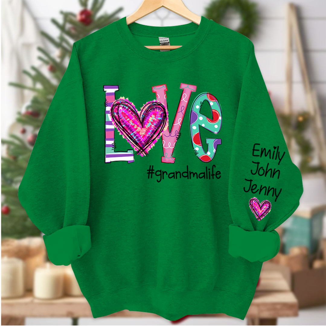 Love Grandma Life Heart Grandkids Sweatshirt