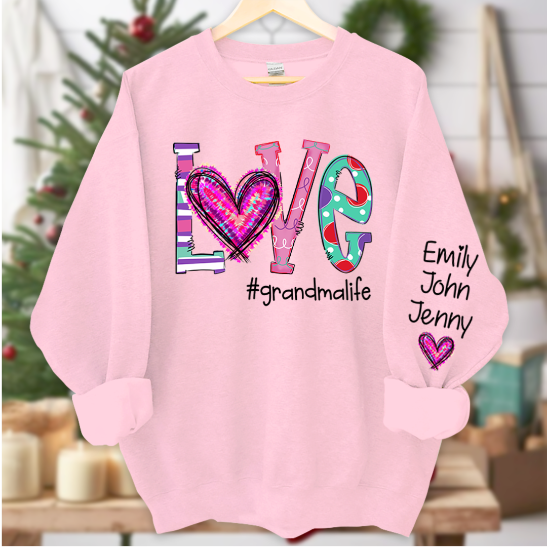 Love Grandma Life Heart Grandkids Sweatshirt