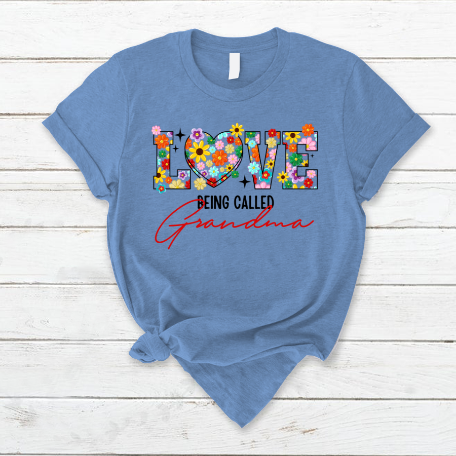 Love Being Called Grandma Flower Color, Custom Grandma & Kids, Mother's Day TH T-Shirt