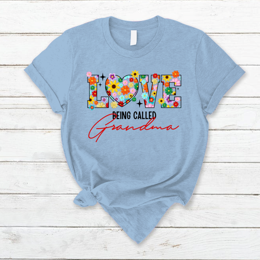 Love Being Called Grandma Flower Color, Custom Grandma & Kids, Mother's Day TH T-Shirt