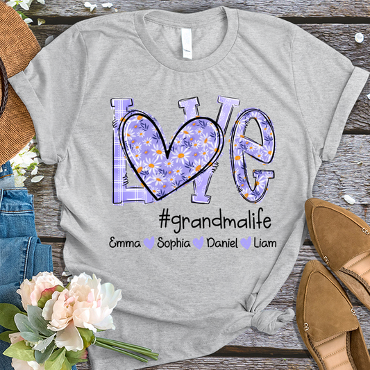 Love Daisy Purple Grandma Life With Kids TH T-Shirt