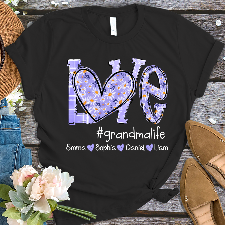 Love Daisy Purple Grandma Life With Kids TH T-Shirt