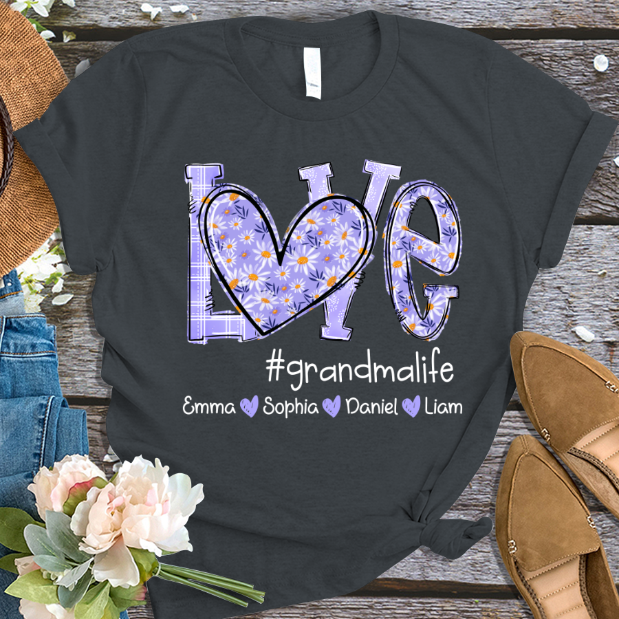 Love Daisy Purple Grandma Life With Kids TH T-Shirt