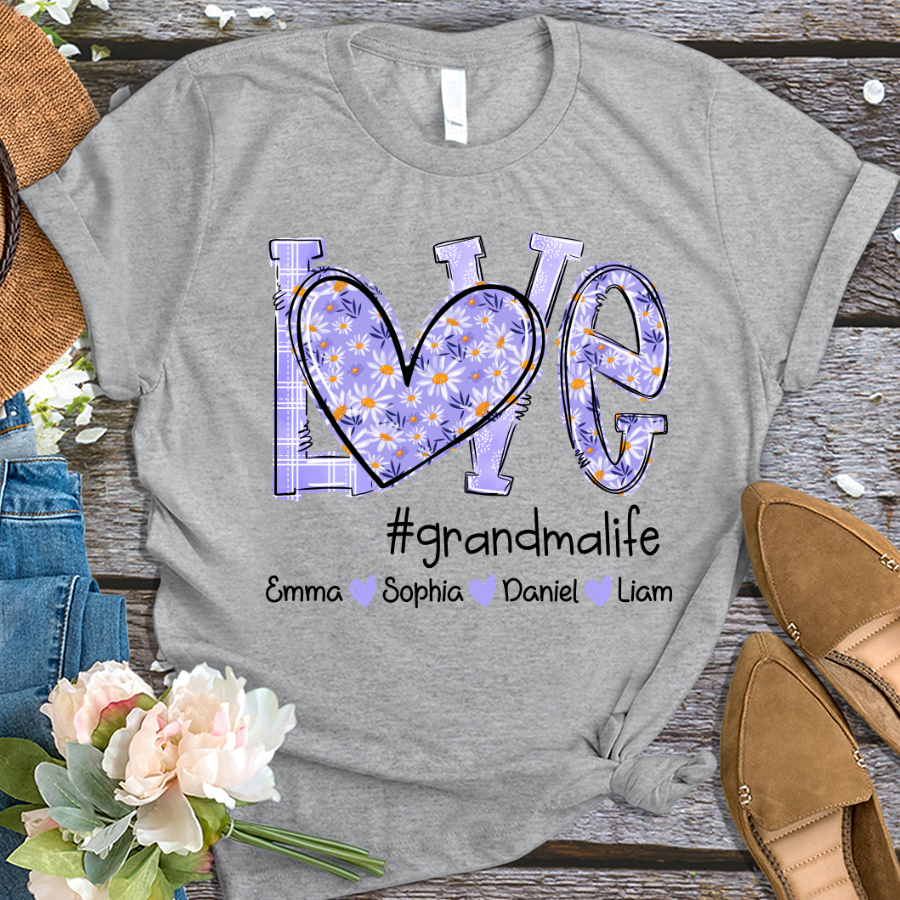 Love Daisy Purple Grandma Life With Kids TH T-Shirt