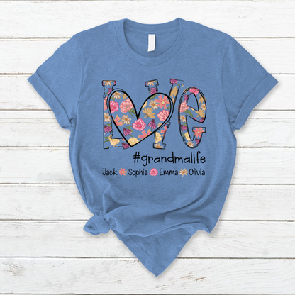 Love Flower Color Grandma Life With Kids, Mother's Day Gift TH T-Shirt