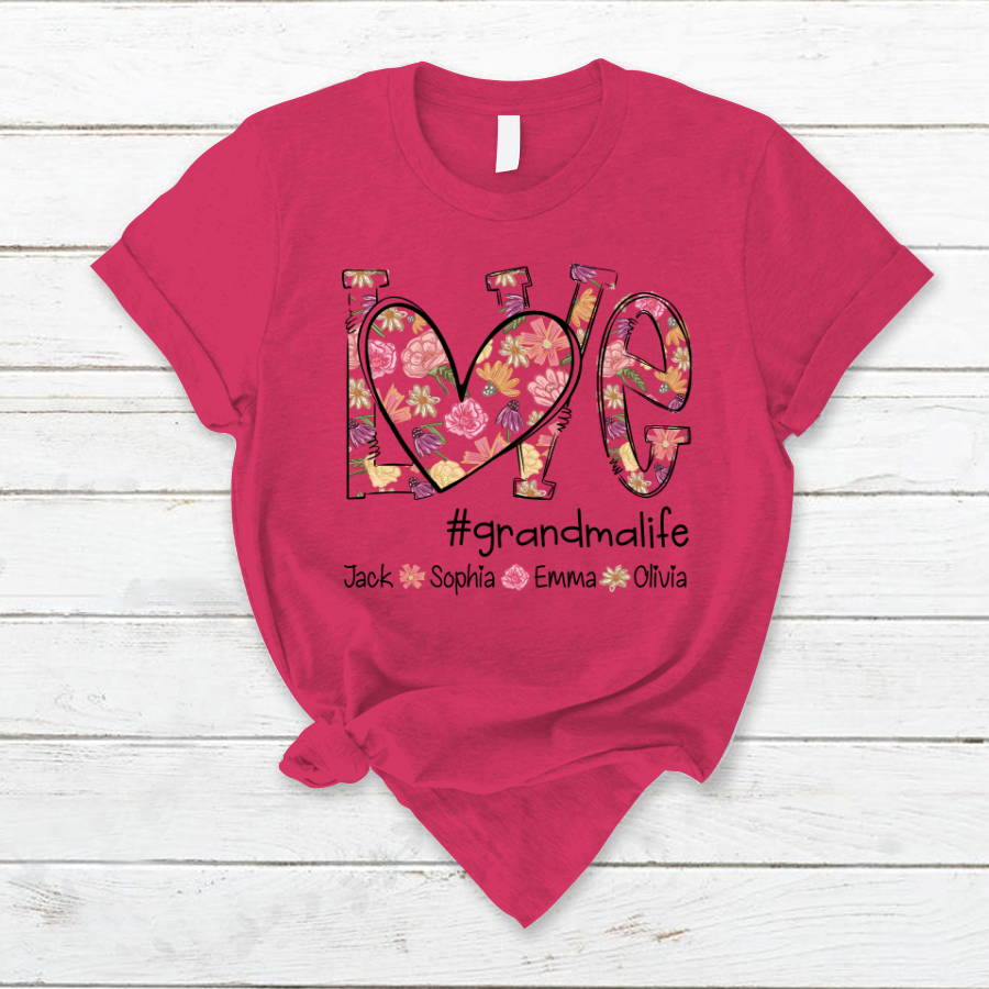 Love Flower Color Grandma Life With Kids, Mother's Day Gift TH T-Shirt
