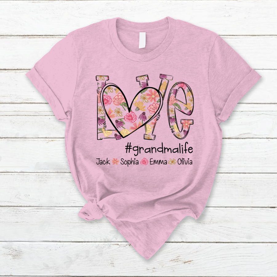 Love Flower Color Grandma Life With Kids, Mother's Day Gift TH T-Shirt