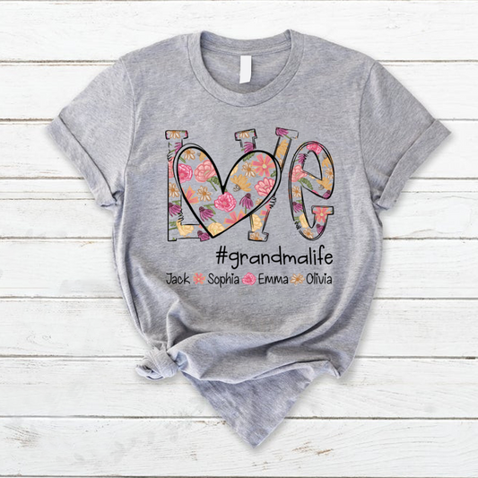 Love Flower Color Grandma Life With Kids, Mother's Day Gift TH T-Shirt