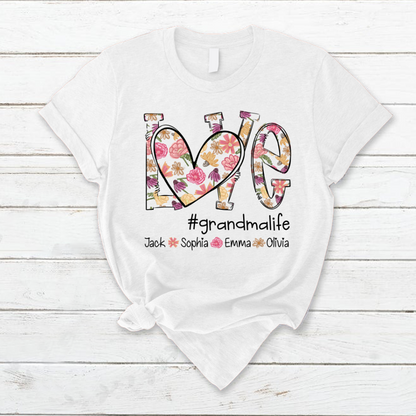 Love Flower Color Grandma Life With Kids, Mother's Day Gift TH T-Shirt
